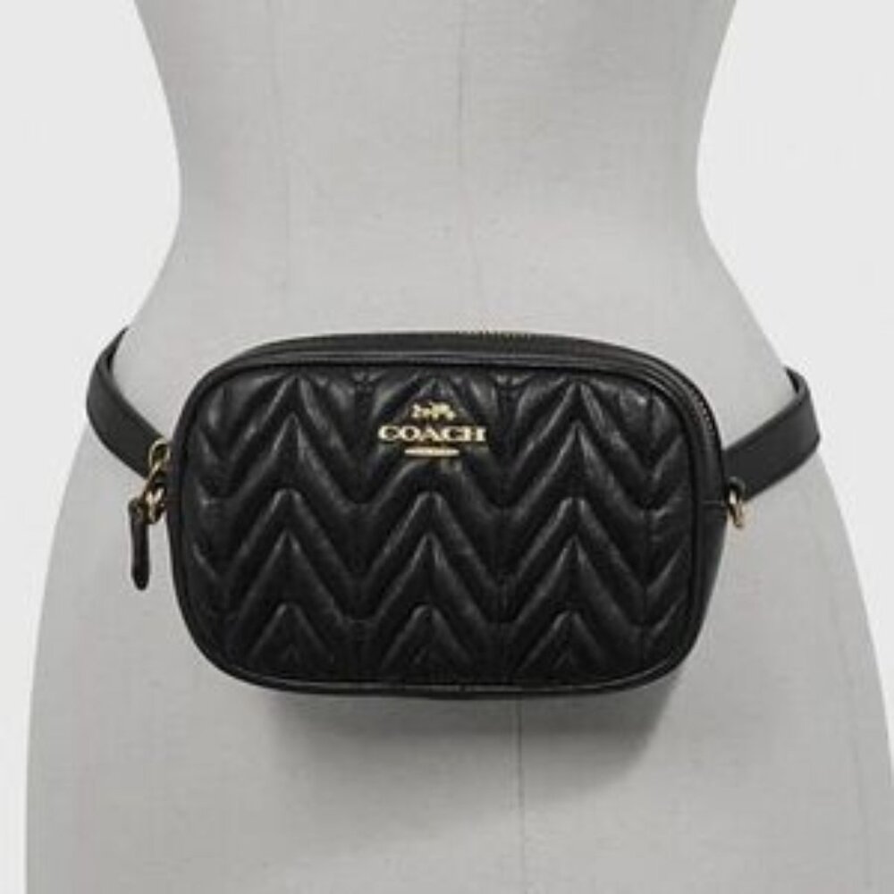 New (Tags Not attached) Coach Convertible Quilted Belt/Fanny Pack Leather- Black